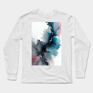 Elegant Blow - Abstract Alcohol Ink Art Long Sleeve T-Shirt